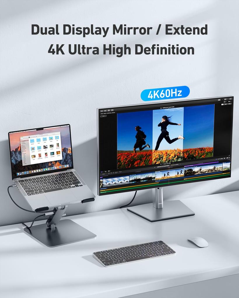BENFEI Laptop Stand USB-C 7-in-1 Docking Station, HDMI 4K@60Hz, SD X 1, Micro SD X 1, 100W Power Delivery, 10Gbps, USB-C 3.2 X 1, USB-A 3.2 X 2, Compa
