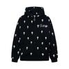 High Street American Cross Print Hooded Cardigan Jacket Autumn Vintage Heavy Loose Trend Sweater Top