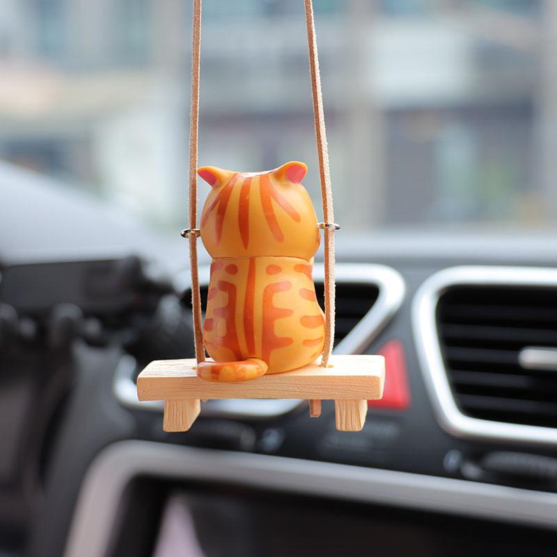 Creative Face Covering Cat Swing Car Accessories Decorative Pendant Cute Car Pendant