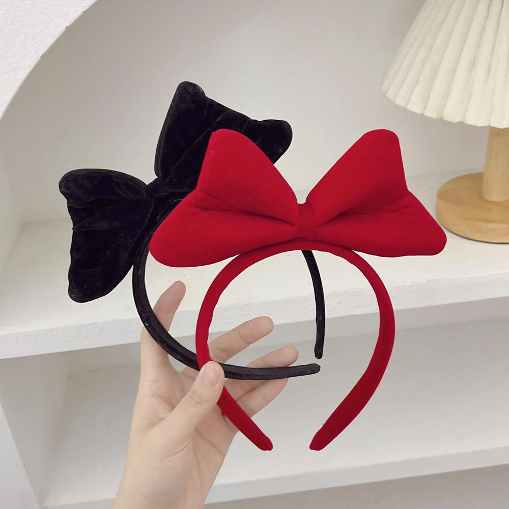 Holiday Velvet Bow Luminous Antler Headband - Red