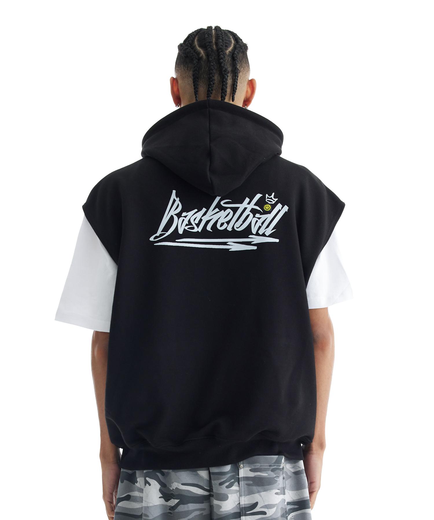 Cream Soda Lab Basketball Arc Big Logo Sleeveless Hoodie Gray/(1)