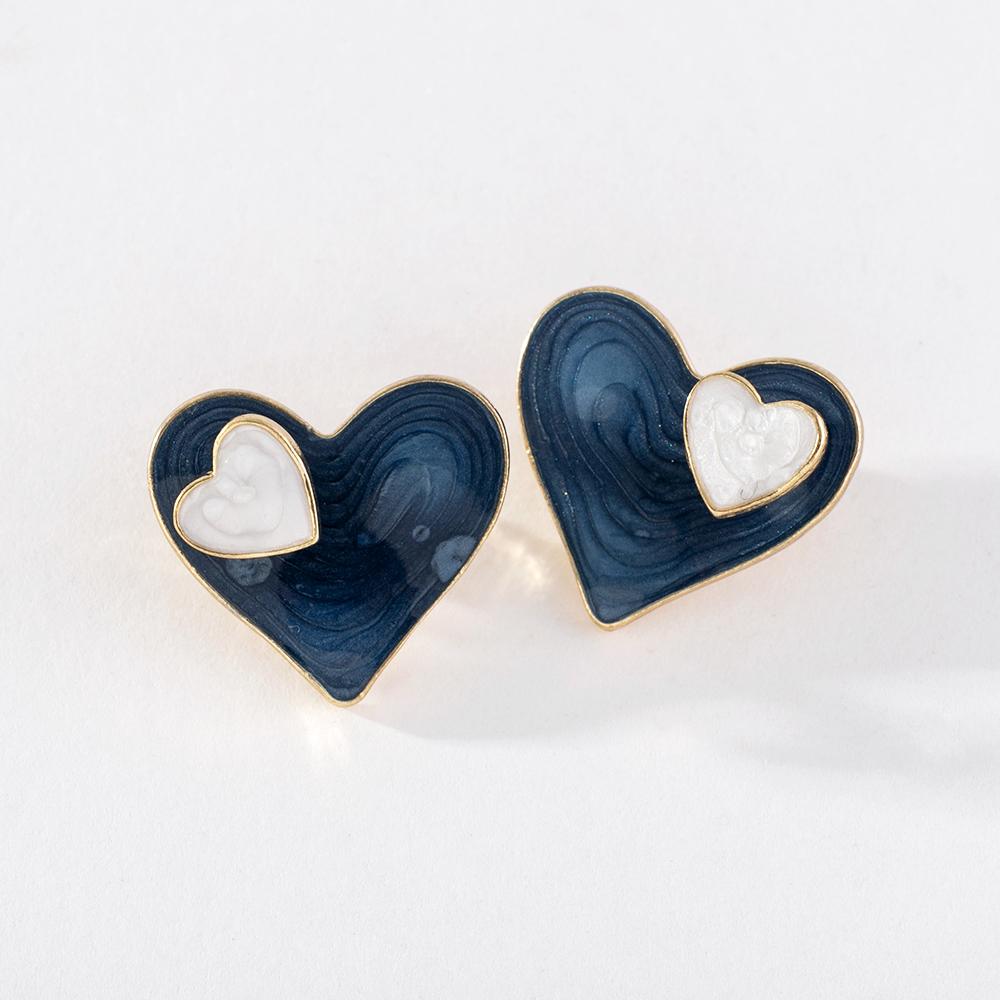 

Pinkdudu модные сине-белые серьги-гвоздики «Любовь», романтические винтажные креативные расписные милые серьги для женщин, ювелирные изделия PD1266 синий