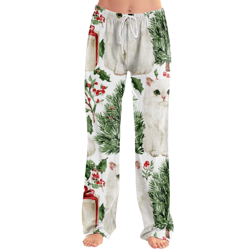 Women's Christmas Print Casual Pants for Holiday Festive Wear