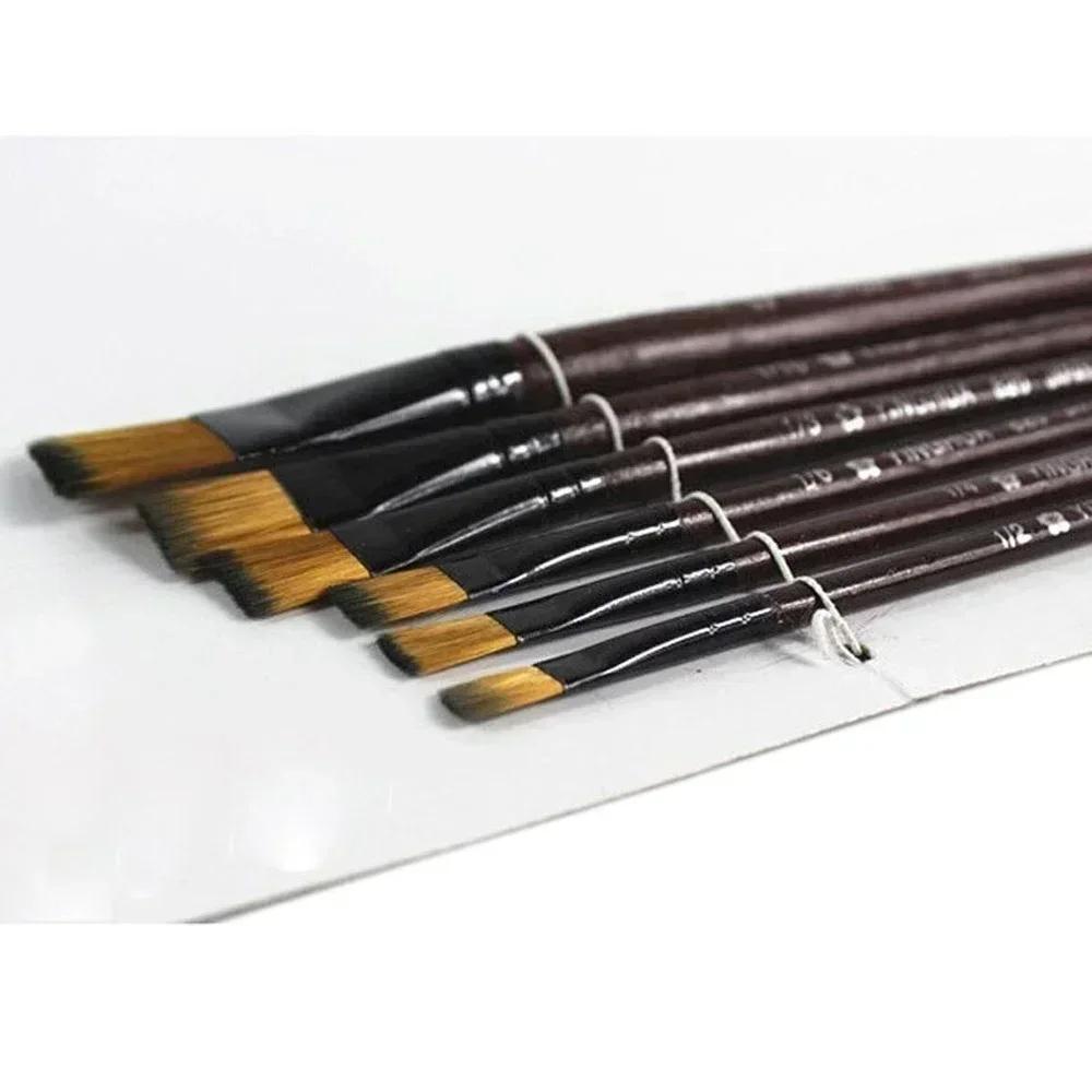 6pcs/set Watercolors Artist Paint Brushes Professional Painting Set Acrylic Oil Brush Supplies Nylon Wool Brush Art Accessories