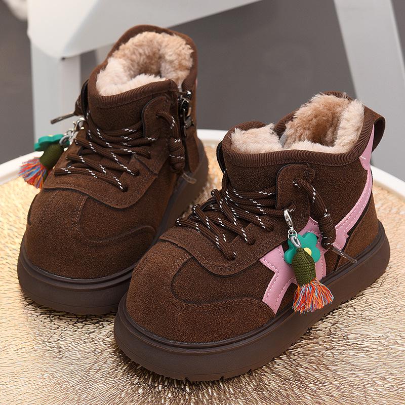 

Дитячі зимові чоботи з флісовою підкладкою - Теплі, Нековзкі, Зима 2025. 31 (19.4cm) коричневий/рожевий