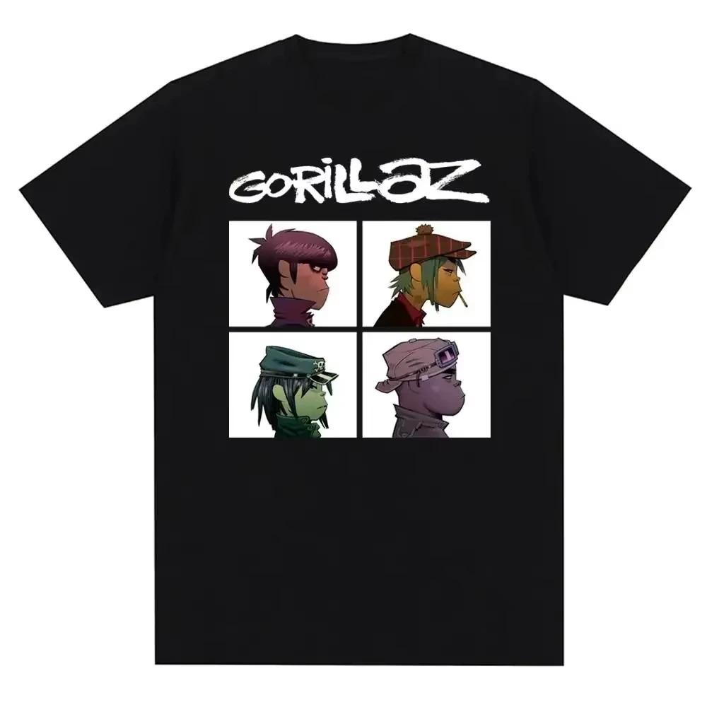 Gorillaz Hip Hop Pop Punk Rock Band Printed Cotton Mens TShirt 90s Casual Fashion Short Sleeve TShirt Unisex Tshirts