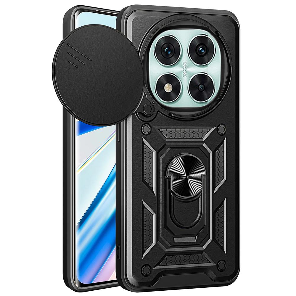 For Xiaomi Redmi Note 14 Pro 5G/Poco X7 5G Case with Slide Camera Lid PC+TPU Kickstand Phone Cover