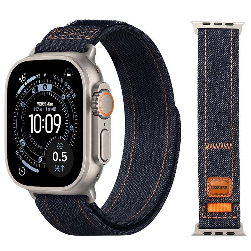 Denim Nylon Band for Apple Watch Ultra 3 2 1 49mm/11 10 46mm 42mm Canvas Wristband iWatch 9 8 7 6 5 SE 3 45mm 44mm 40/41mm Strap