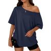 Women's Off-the-shoulder Loose Short-sleeved T-shirt Summer Casual Fashion Clothing
