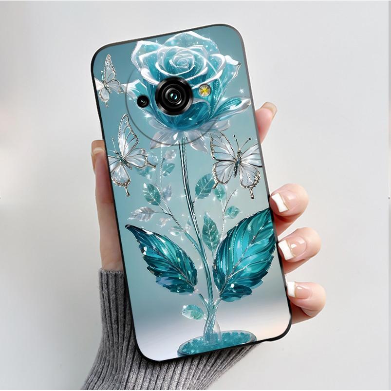 Phone Case For Oukitel C59 Pro Casing Luxury Fashion Butterfly Flower Cellphone Cases Black Jelly Soft Slim Silicone Back Cover