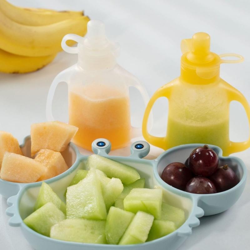Baby Food Storage Bag Reusable Squeeze Storage Container Food-grade Silicone Box Case for Travel Daily 110ml