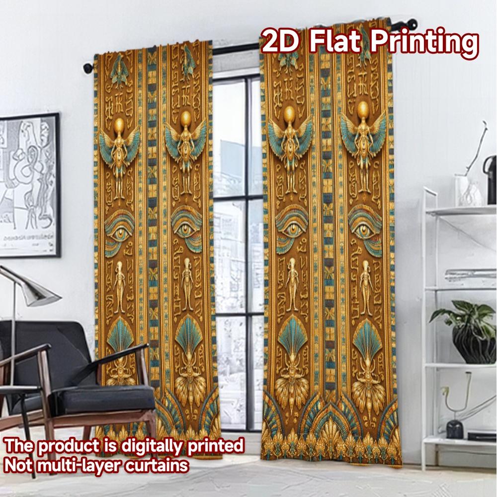 2D FLAT PRINTING 2pcs Curtains (Without Rod) Ancient Egyptian Symbols Modern Fashionable Curtains Versatile Fabric Curtains