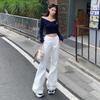 Women's Khaki Low-Waist Micro-Flare Jeans - 2025 Autumn/Winter Collection, Loose and Slimming Fit