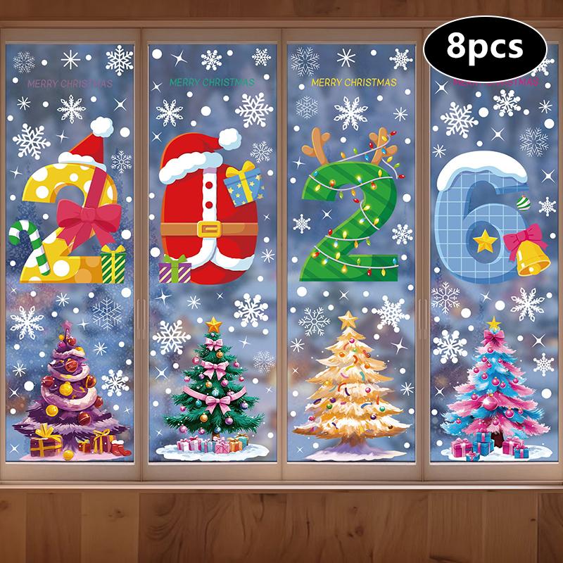 Creative Christmas Decorations, Electrostatic Stickers, Shop Window Decorations, Christmas Decorative Glass Stickers