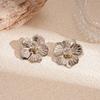 Vintage Gold Color Flower Starfish Geometric Stud Earrings for Women Exquisite Irregular Metal Leaf Earrings Aesthetic Zircon