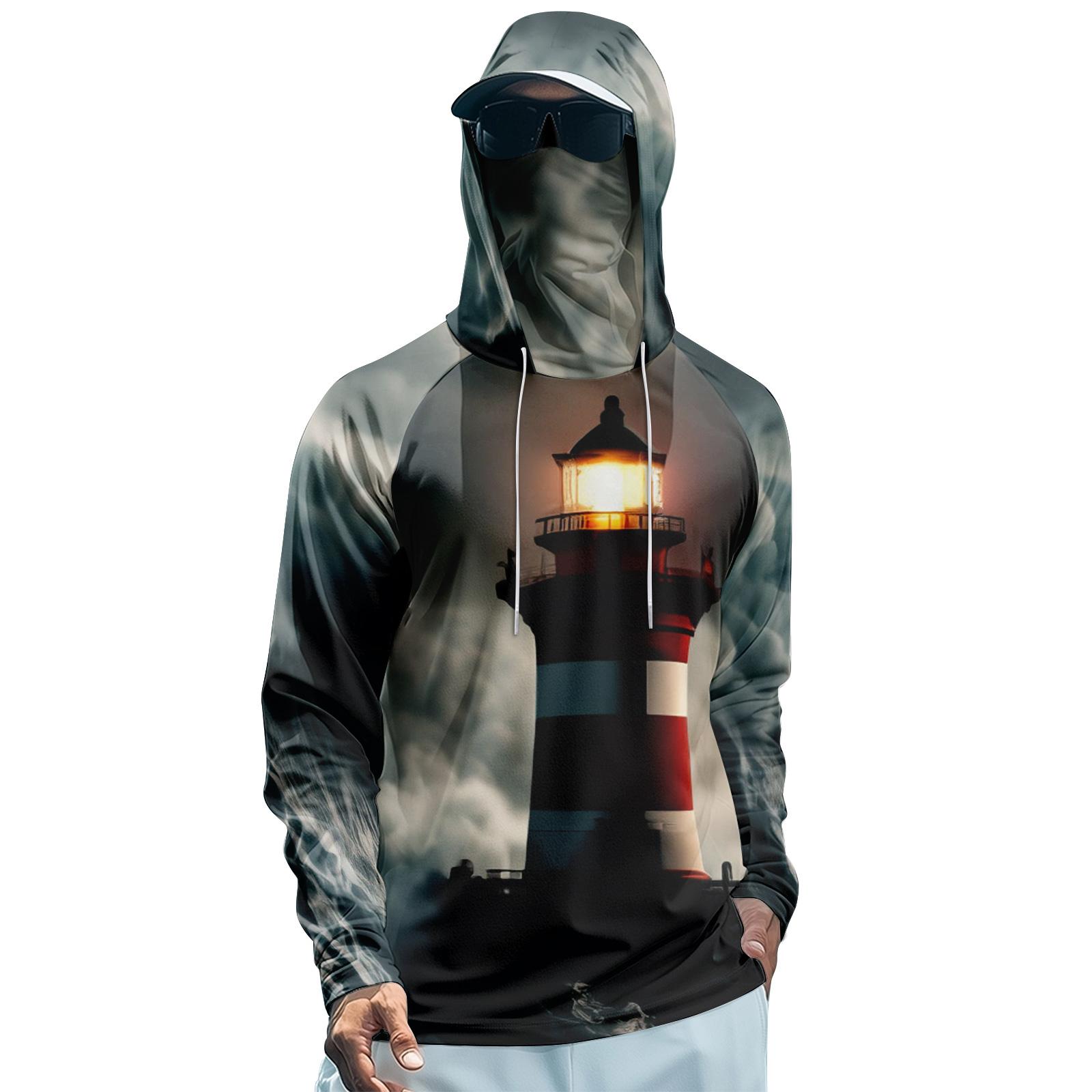 

Мужская худи реглан для рыбалки - UPF 50+ УФ-защита, длинный рукав, солнцезащитная рубашка с сетчатым козырьком XL серебряный