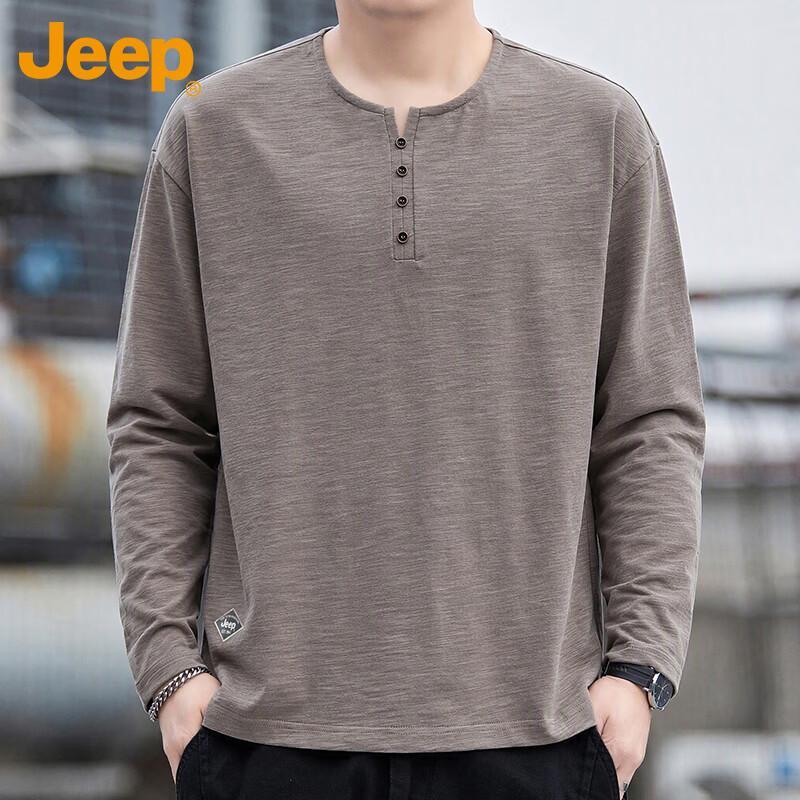Jeep Men's Long-Sleeve Henley Cotton T-Shirt