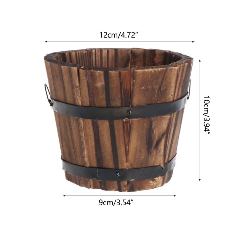 Planter Pots Wood Flower Barrels Indoor Outdoor Decors Succulent Plant Bucket for Garden Farmhouses Home Decorations