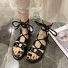 Women Sandals 2025 Summer New Fashion Flat Open Toe  Tie Ladies Shoes Casual Elegant Dress Lace Up Beach Gladiator Sandals