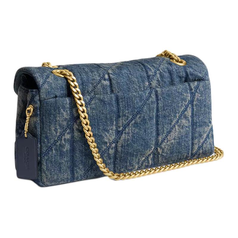 COACH Tabby 26 Quilted Detail Push-Lock Closure Internal Zipper Pocket Magnetic Buckle Pocket Fabric Crossbody Shoulder Bag Medium Women's Dark Indigo