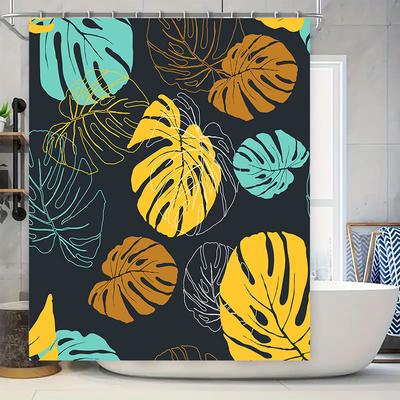 Tropical Palm Leaves Shower Curtain Monstera Leaf Print Bath Fabric Decor Waterproof Home Supplies Modern Artistic Bathroom Deco