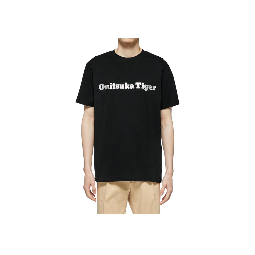 ONITSUKA TIGER Letter Print Round Neck Pullover Short Sleeve T-Shirt Unisex Tops Black 2183A951-004