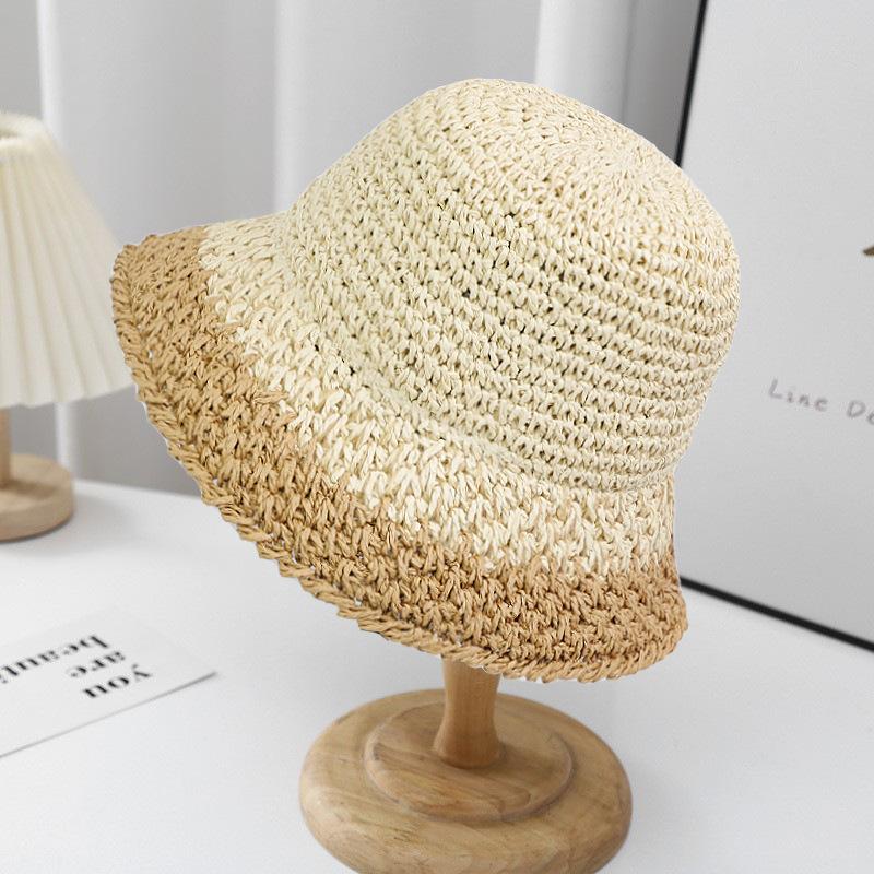 Summer Hand Woven Bucket Hat Sunscreen Shade Bucket Hat Travel Play Fashion Beach Hat