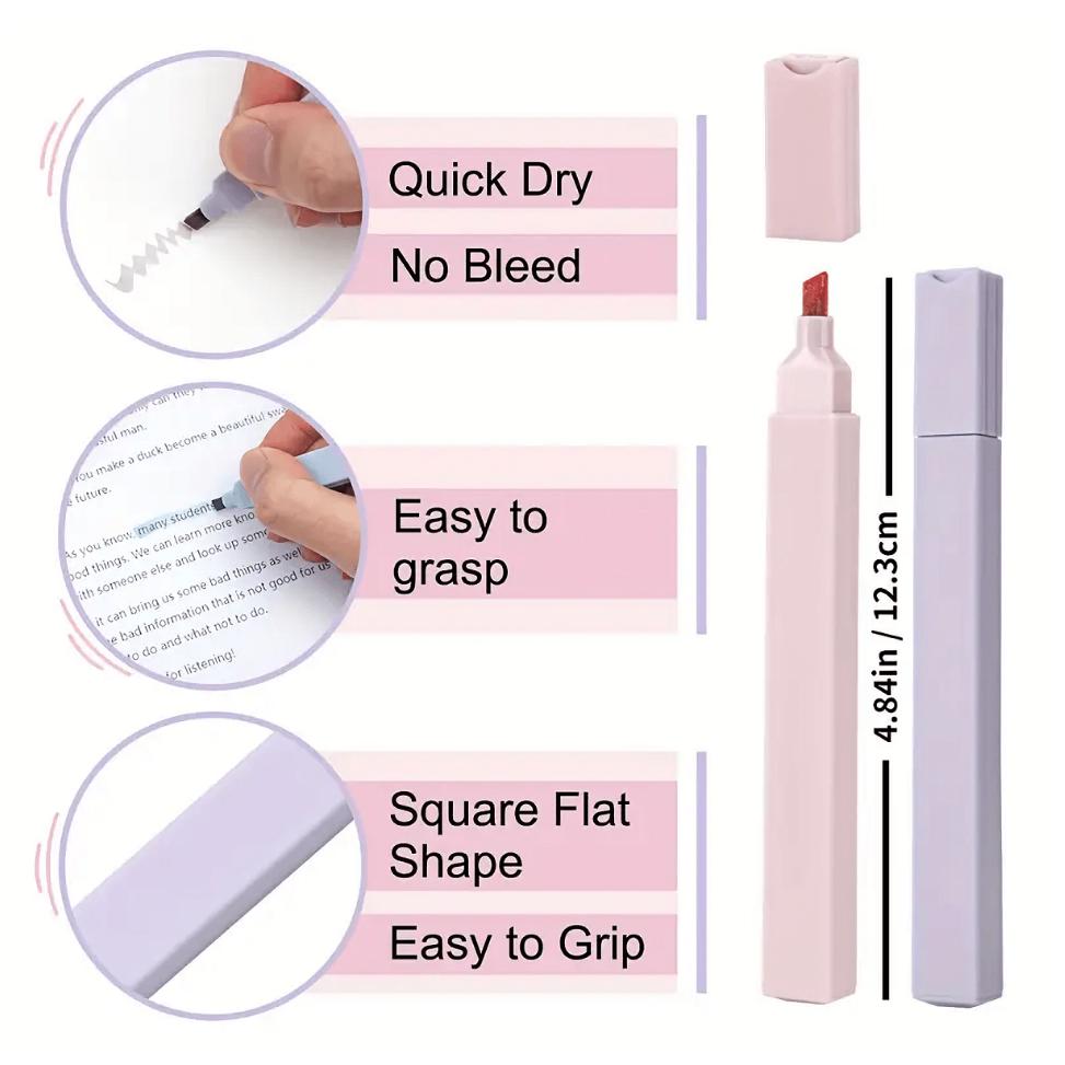 12/20 Farben Ästhetische Textmarker Set – Kein Ausbluten, Filzstifte mit weicher Spitze in niedlichen, sortierten Farben – Perfekt für Studenten, Journals