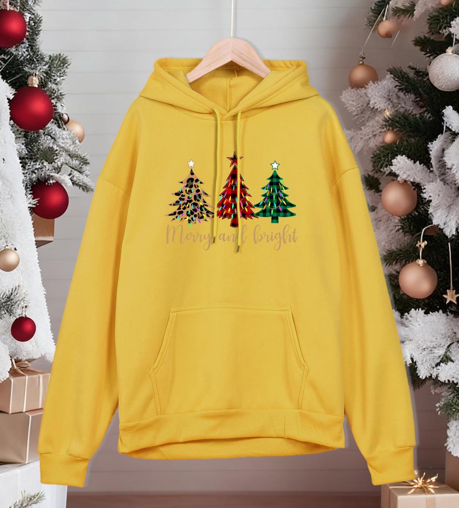 Merry Christma Funny Trees Printing Hoodies Men Hip Hop Fleece Hoody Pocket Comfortable Male Pullovers Autumn Loose Man Clothes