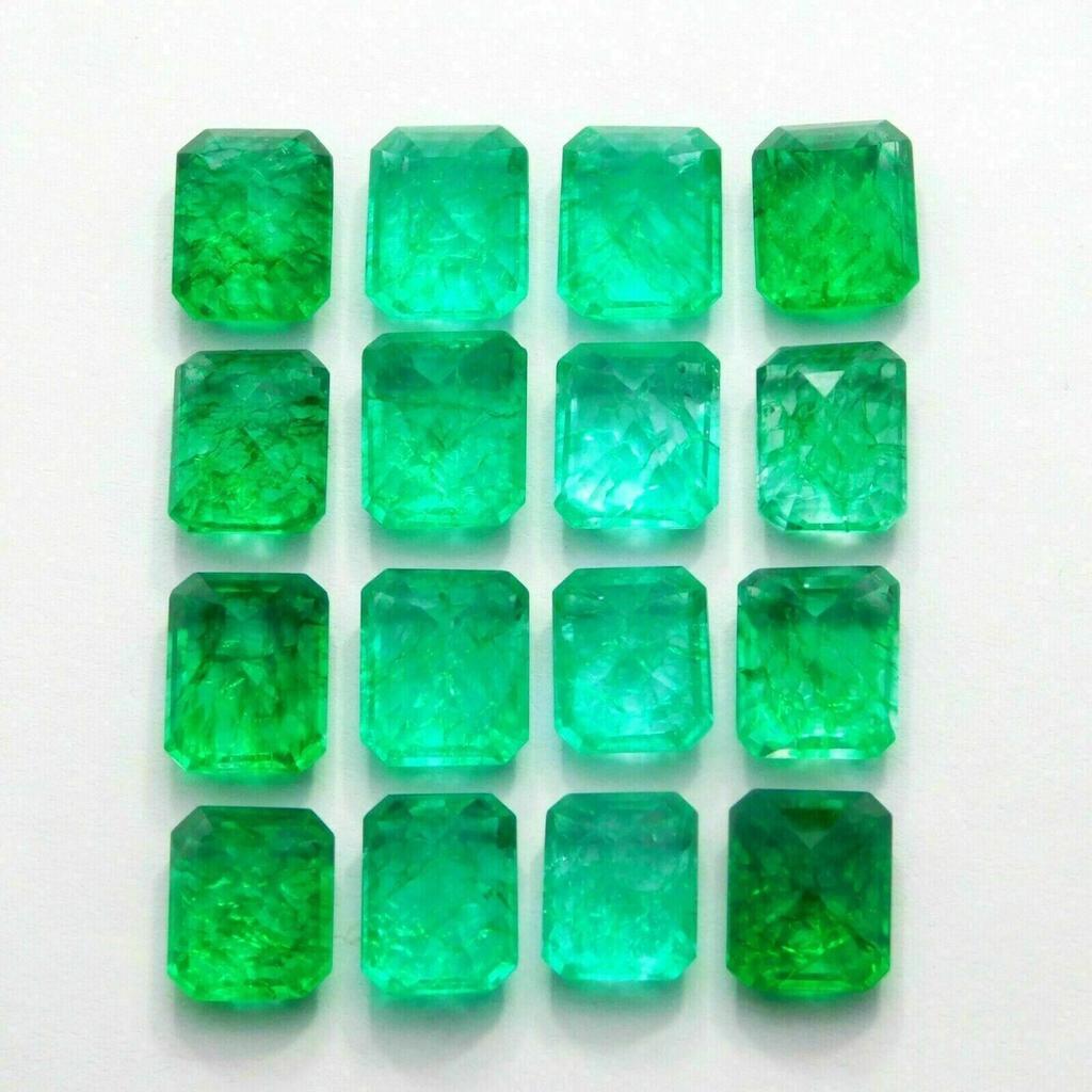 CERTIFIED Green Emerald Cut 6 PCS 60 Carat Natural Emerald Lot Loose Gemstone MQ-94