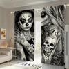 Halloween Gothic Dunkles Muster Bedruckte Vorhänge Fensterdekorationen Wohnzimmer Vorhang Aus Polyester