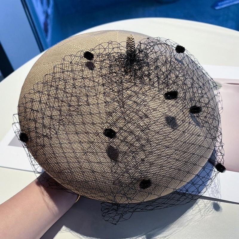 Stylish Mesh Cotton Beret Hat For Women With Vintage Design And Breathable Fit For Daily Use