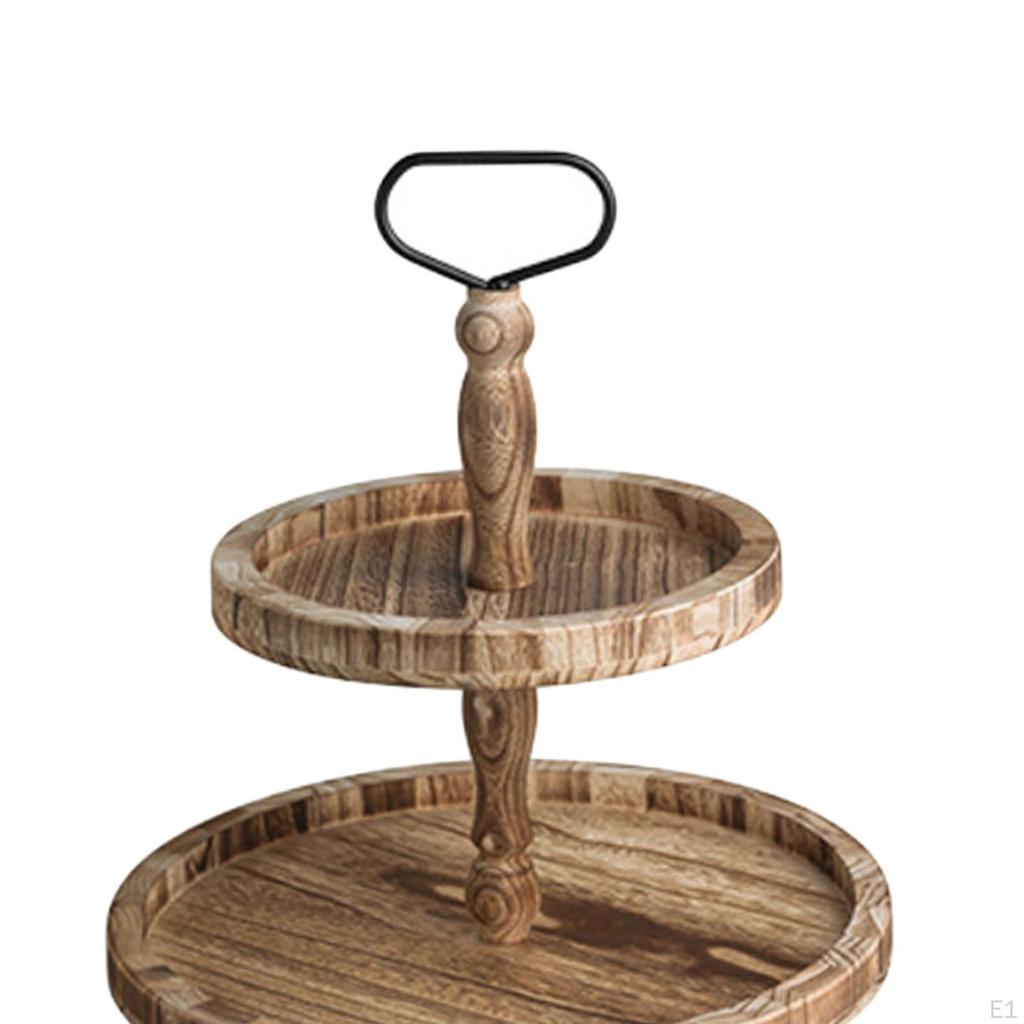 2 Tier Serving Tray Dessert Stand Accessories Multifunctional Round Wood for Wedding Display Rack