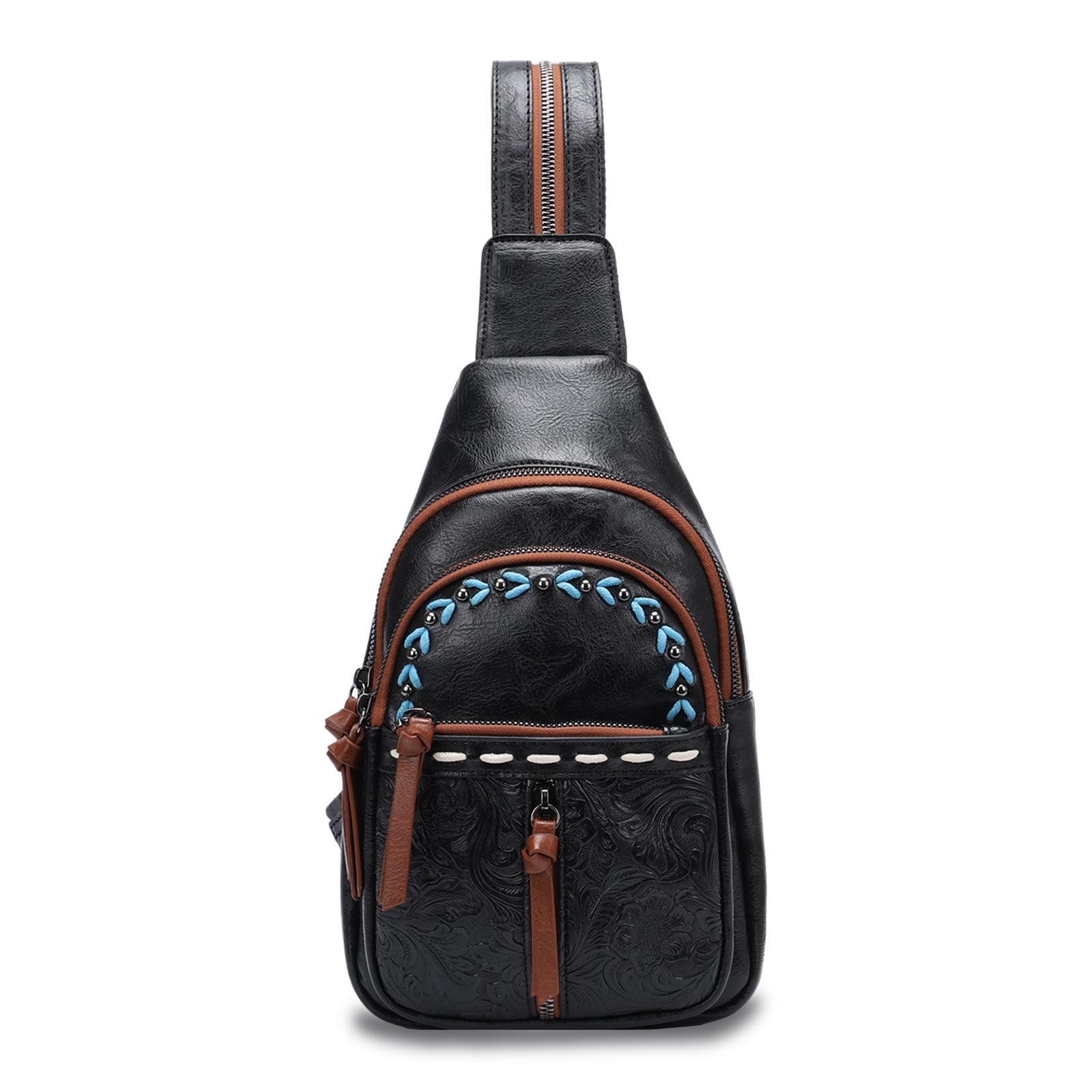 

European and American Retro Hot Girl Portable Casual Outdoor Women s Crossbody Chest Bag Backpack Commuting Versatile чорний