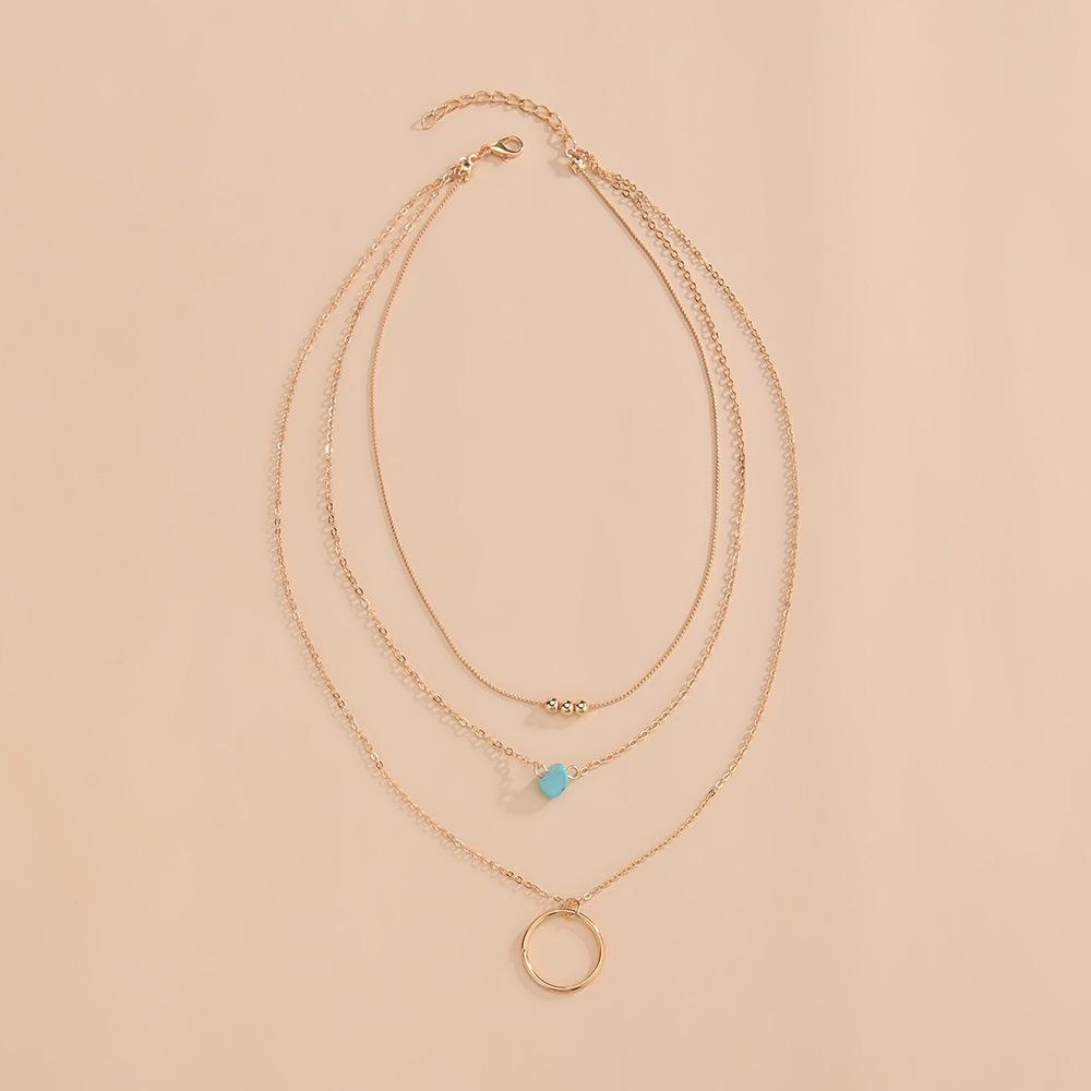 Simple Geometric Circle Multi-layer Alloy Stacked Women's Necklace