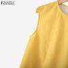 ZANZEA Women Casual Round Neck Printing Summer Sleeveless Tank Tops