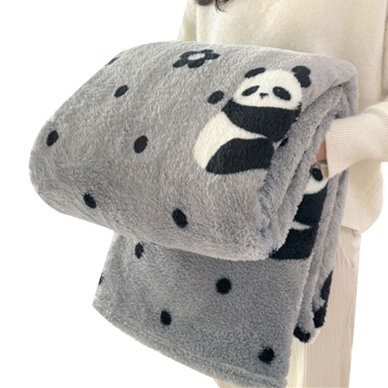 Thick Corals Fleece Grid Blanket Warm Throw for Home Travel Sturdy Machine Washable Polyester