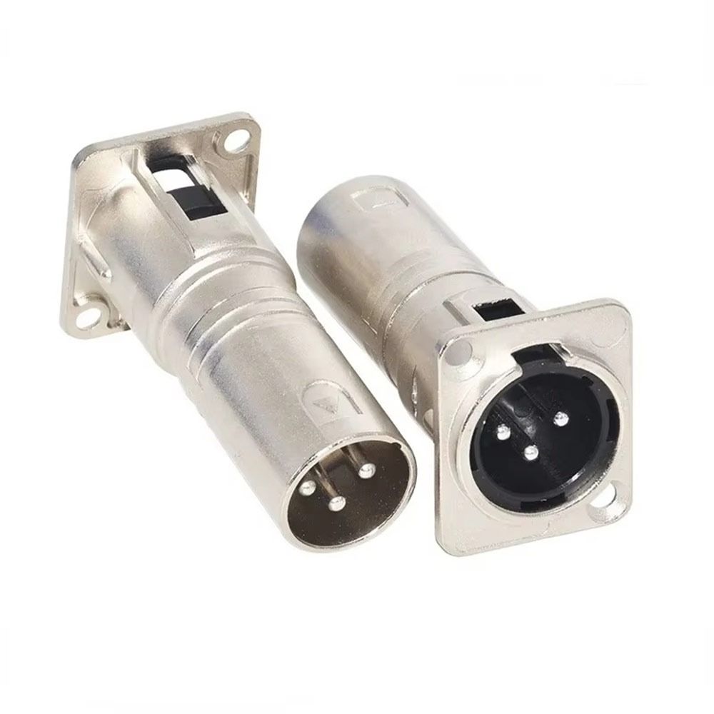 1Pcs D-Type 3Pin XLR Connector Metal Pass Through XLR Jack for Speaker System Installation