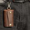 Crazy Horse Leather Key Case for Men Vintage Handmade Genuine Leather Key Holder Wallet with Hasp Closure Large Capacity Multi-Function