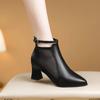 2025 Brand Ladies Shoes Ankle Women's Boots Belt Buckle Office and Career Sexy Pointed Toe Mesh Modern Boots Women