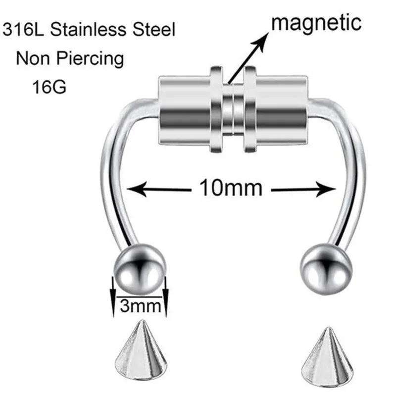Fake Magnetische Hufeisen Nasenringe Faux Septum Piercing Clip Titan Ring Creolen Geschenk für Frauen Neue Mode Körperschmuck