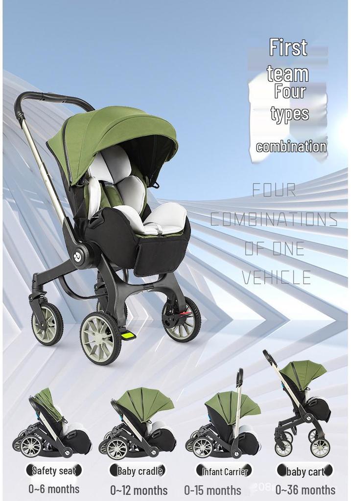 Multifunctional Lightweight Foldable Baby Stroller with Bassinet and Two-Way Car Seat Compatibility