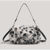 Plush Leopard Print Shoulder Bag For Women New Fashion Winter Warm Chain Handbag Niche Zippered Versatile Casual Crossbody Bag