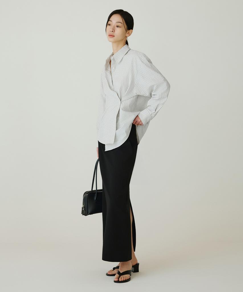 Siyajyu Sitp5256 Noble Unbalanced Wrap St Shirt_Ivory