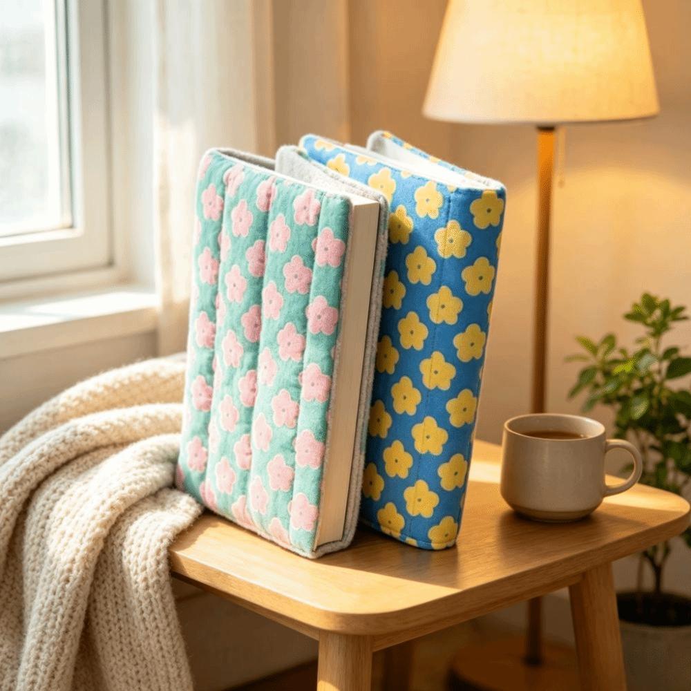 Lightweight Fabric Book Cover Floral Design Fabric Book Sleeve Notebook Protector  for Book Lovers