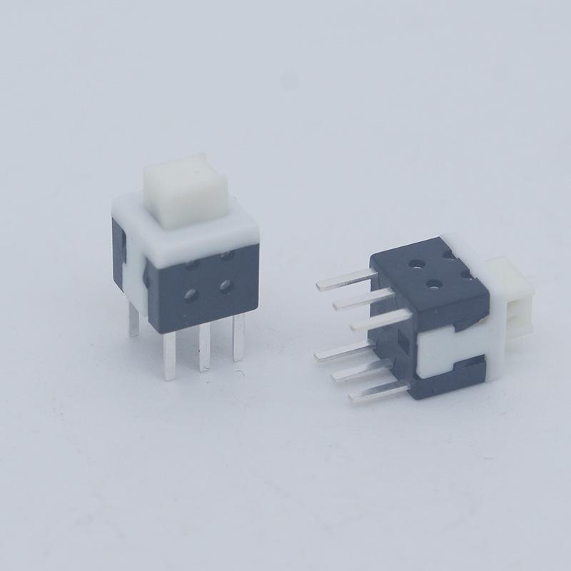 In Stock: 5.8x5.8 and 8.5x8.5 High/Flat Head Self-Locking Button Switch, Non-Locking Option Available