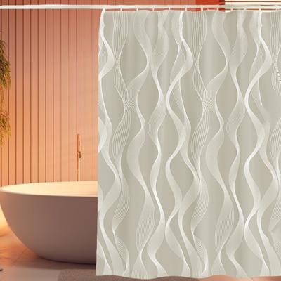 Washable Bathroom Curtain with 12 Rings Water-Resistant Standard Size Machine Washable Quick-drying Shower Curtain Decoration
