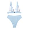 Women's High Waist Two Piece Bikini Set with Padded Bra and Wireless Support Textured Fabric Swimsuit Beachwear