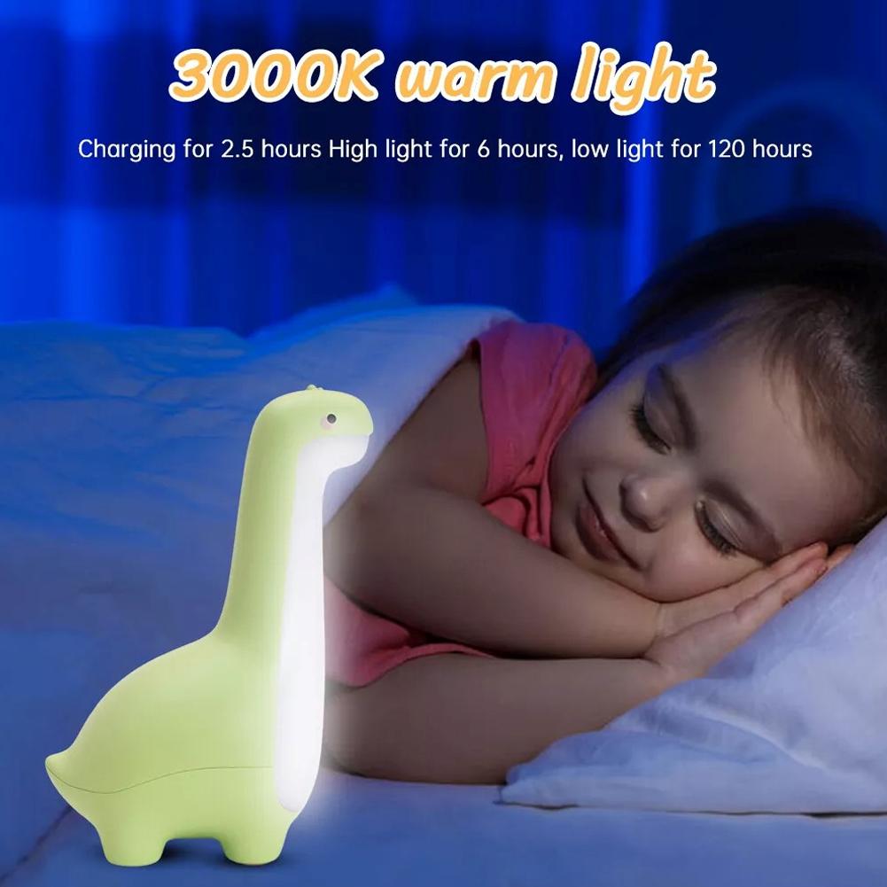 Dinosaur Night Light Cute Children's Night Light Eye Protection Bedside Timing Lamp USB Charging Room Decoration Children's Gift
