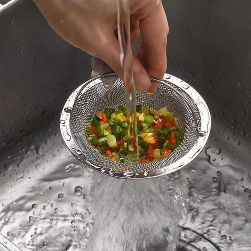 1Pcs Stainless Steel Kitchen Sink Filter Kitchen Garbage Food Residue Dishsink Filter With Handle Metal Sink Strainer
